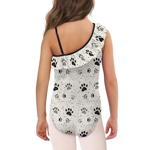 UNICEU Girls Dog Paw Print Swimsuit Ruffle One Piece Sleeveless Bathing Suit Quick Drying Breathable Swimwear for Sport3