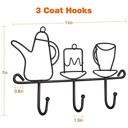 1 PCS Wall Mounted Hooks Rack 11 Inches Kitchen Home Restaurant Keys Coats Cups Decorative Iron 3 Hooks
