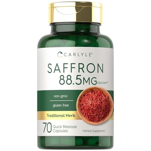 Carlyle Saffron Extract Capsules 88.5mg | 70 Count | Non-GMO & Gluten Free Supplement