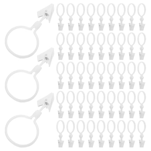 Anillos de resina para cortinas blancos con ganchos universales para hogar 2