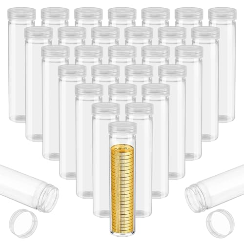 NBEADS Tubos para Monedas 60 Pzs 5.5x1.3 pulg con Tapa Rosca