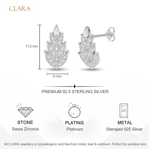 Image of CLARA 925 Sterling Silver Stud Earrings | Platinum Plated | Daily Wear |Gift for Women and Girls