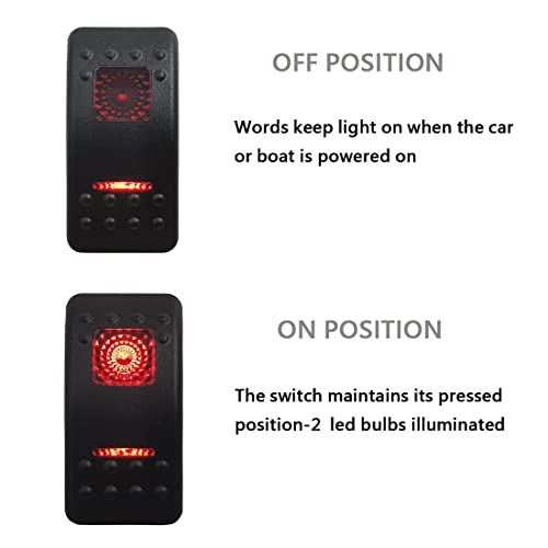 Image of Waterproof Marine Rocker Switch RED Led 5 PIN ON-Off Toggle Switch with Jumper Wires for Marine Yacht Vehicle Truck SUV ATV UTV 12V 20A /24V 10A IP66