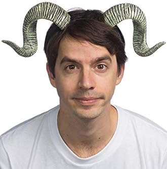 HMS unisex adult Supersoft Ram Horns Costume Headwear, Gray, One Size US