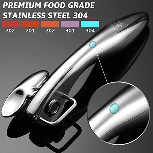 Can Opener Manual Stainless Steel - Hand Held Can Opener Smooth Edge Cut - Safe Manual Can Opener Heavy Duty - Can Opener For Camping, Kitchen Use - Innovative Design - Free Replacement For 5 Years #TOP3