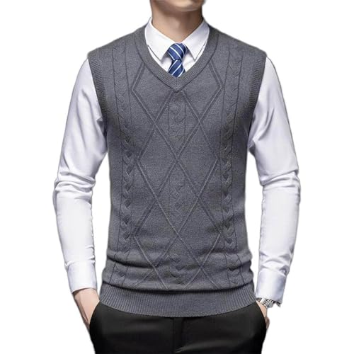Chaleco Argyle para hombre adiós a las mangas incómodas suéter clásico de punto informal
