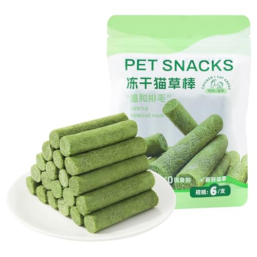Generisch Cat Grass Snack | Cat Grass Teething Stick | Cat Grass Sticks Freeze-Dried Snacks for Cats | Catnip | Biting Stick Made of Cat Grasss | for Care and Hairball Removal