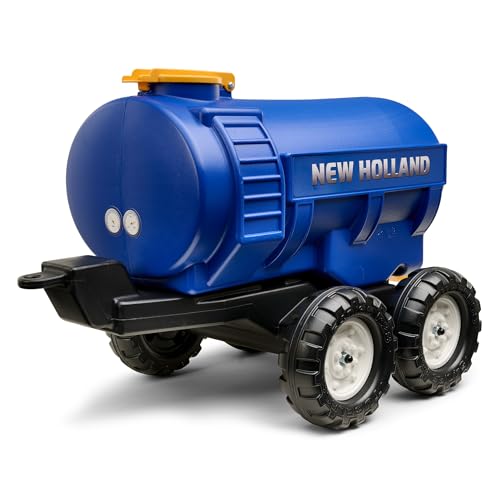 Falk New Holland Kinder Tankanhänger mit Wasserhahn | 30L Wassertank | Spielzeuganhänger kompatibel mit Trettraktor & Bagger | ab 3 Jahren.