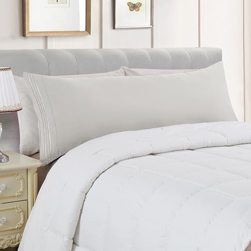 Image of Elegant Comfort Luxury Ultra-Soft 1-Piece Body Pillowcase - 1500 Premium Hotel Quality Microfiber Double Brushed - Wrinkle Resistant, Body Pillowcase Size, Silver
