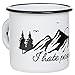 Produktbild MUGSY I Emaille Tasse I Hate People mit Berg Motiv, Weiß, Camping Tasse mit Spruch, Emaille Becher, bruchfest I 330ml