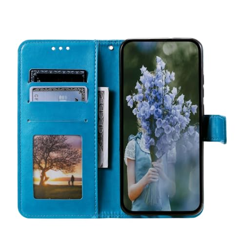 Étui rabat iPhone 15 Pro König Design support antichoc bleu