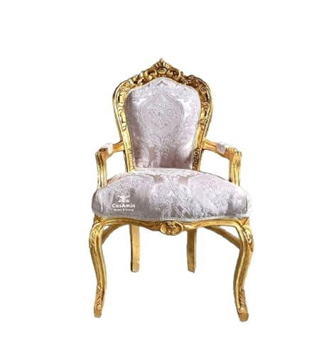 Sillón barroco francés en champán dorado Damasco
