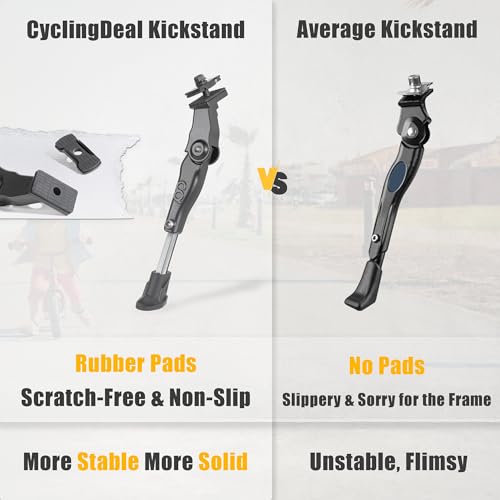 CyclingDeal Adjustable Bicycle Kickstand Centre Mount Type - for MTB Hybrid Kids Bikes - Premium Aluminium Alloy with Rubber Pads Non-Slip Non-Scratch Design - for 16" - 20" Kids Bikes by CyclingDeal - Image 4