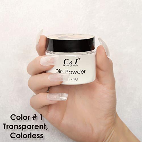 C & I Dip Powder Tauchen Pulver, Farbe # 1 Transparent-farblos, Gelnägel Effekt, Pulver für Nagellack, Baumeister… – Bild 5