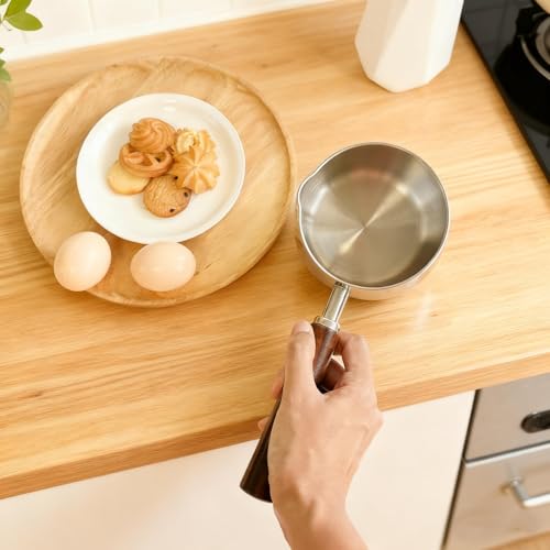 IMEEA 17oz Milk & Butter Warmer Pot SUS304 Stainless Steel Sauce Pot with Wooden Handle for Single Servings, Heating Milk, Melting Butter, Warming Sauces by IMEEA - Image 4