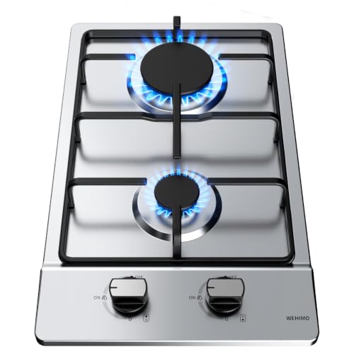 WEHIMO Gaskochfeld 2 Flammig, Edelstahl Einbau-Gaskochfeld, 30cm...