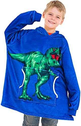 Kids Wearable Blanket Hoodie for Kids Girls, Oversized Sweatshirt Blanket, Super Warm Fleece Hooded Blanket with Pocket, One Size Fits All