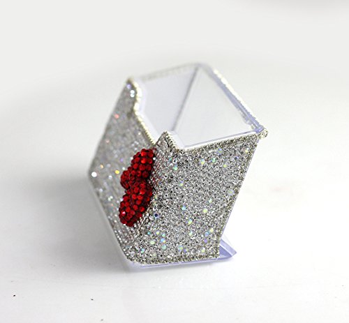 Bestbling Bling Pure Handmade Bling Bling Rhinestones Stainless Steel Metal Business Card Holder Name Card Case (Red Bow) #TOP4