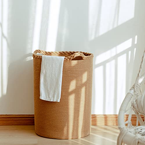 Homlikelan 58L Woven Laundry Hamper,Large Wicker Laundry Basket For Blankets,Clothes,Pillows,Toys,Shoes Tall Cotton Woven Hamper 20''H 15''D #TOP3