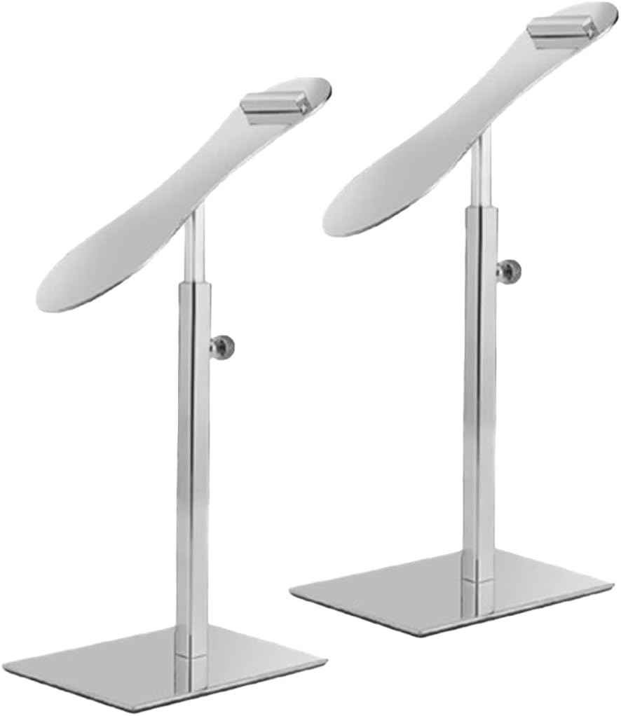 Shoe Display Stand Silver, Risers Stand Countertop Adjustable Shoe Rack Retail Supplies Stainless Steel Shoe Display, 2 Sets of Shoe Rack