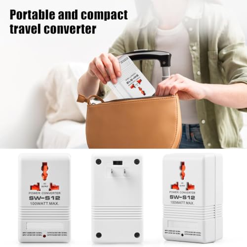 Image of Voltage Converter 110V to 220V Step-Up & Step-Down Power Two-Way Conversion Voltage Converter Transformer for Travel, RV, and Camping (100W-White)