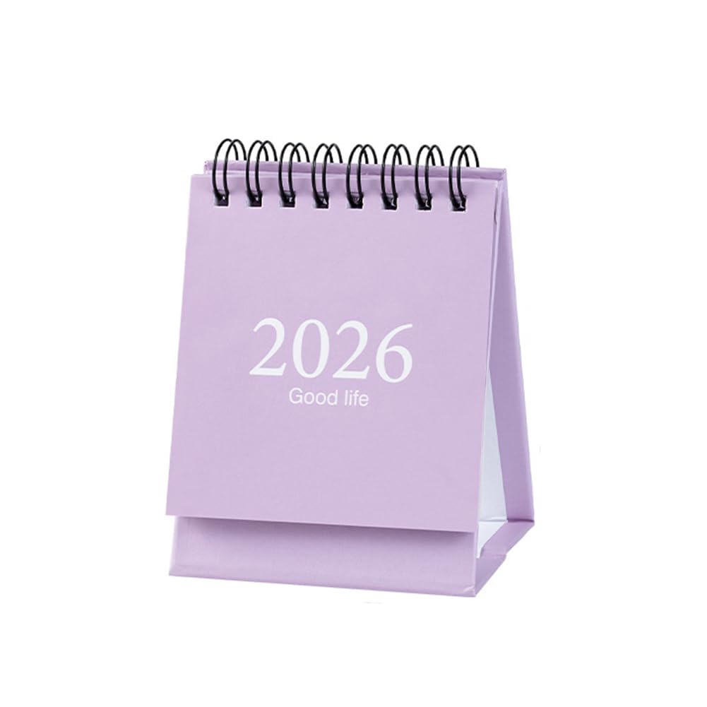 croselyu Desktop Calendar 2024 Simple Solid Color Cartoon Mini Calendar Creative Desktop Decoration Portable Small Desk Calendar Calendar,9.5x7.5cm (Purple)