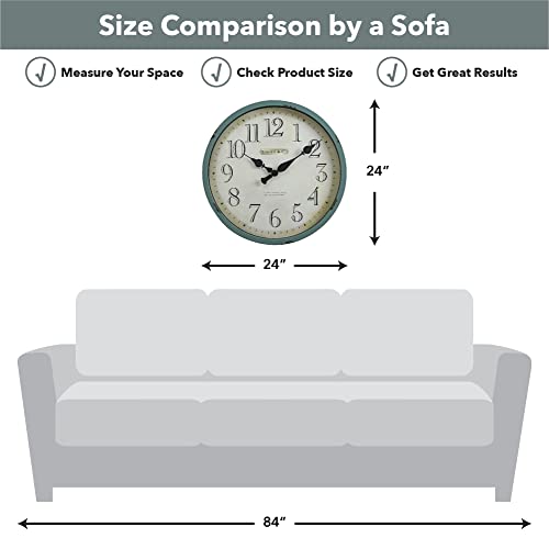 Firstime & Co. Teal Bellamy Wall Clock, Large Vintage Decor For Living Room, Home Office, Round, Plastic, Farmhouse, 24 Inches #TOP6