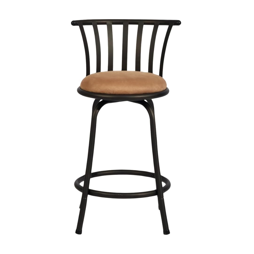 Nutech Decor Classic Barstools Country Style Velvet Bar Chairs with Back and Footrest Swivel Counter Height Bar Stools for Kitchen Island Pub, Bistro, Restaurant, Rustic Brown and Black (29 Inch)-image-33