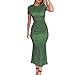 Produktbild TWIFER Damen Kurzarm Sommerkleid Fischschwanz Kleid O Hals Punkte Meerjungfrau Kleid Asymmetrische Partykleider Urlaub