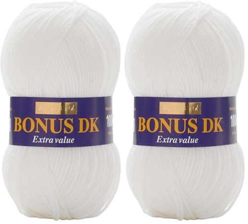 Sirdar Hayfield Bonus DK Double Knitting, White (961), 100g (Pack of 2)