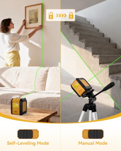 Image of Nikotek Laser Level with Tripod, Self-Leveling Green Beam Horizontal and Vertical Cross-Line Laser for Home Decoration Carrying Pouch, Battery Included