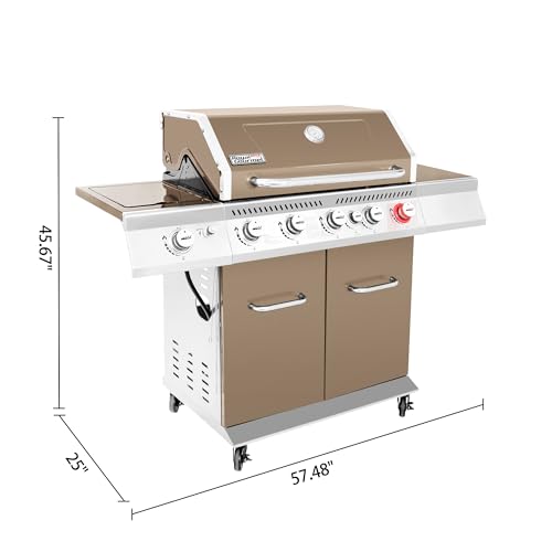 Image of Royal Gourmet GA5403C 5-Burner Propane Gas Grill with Side Burner, Coffee