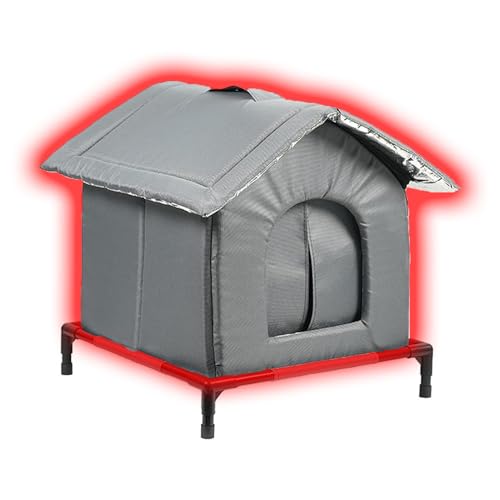 Isoliertes Katzenhaus für Draußen – Winterfest, Wasserdicht & Thermo, Outdoor Katzenhöhle mit Erhöhtem Boden, Warmes Haus für Streunende...