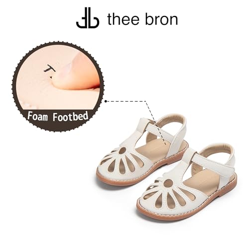 Image of THEE BRON Toddler Girls Closed-Toe Sandals Sweet Retro Cutout Summer Dress Shoes