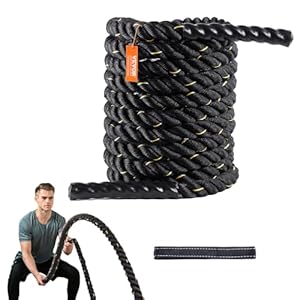 VEVOR Battle Rope, 1.5 Inch Diameter 30Ft Length Polyester Exercise Rope, Battle Exercise Equipment, Heavy Weighted for Home Gym Body Workout Core Strength Training Muscle Building Fitness