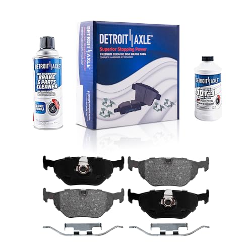 Image of Detroit Axle - Rear Brake Pads for BMW 323is 328Ci 528i 318i 318is 318ti | 323i 530i 540i Z4, Mercedes-Benz CL55 CLS55 SL600 S65 SL65 AMG Ceramic Brake Pads w /Hardware Replacement