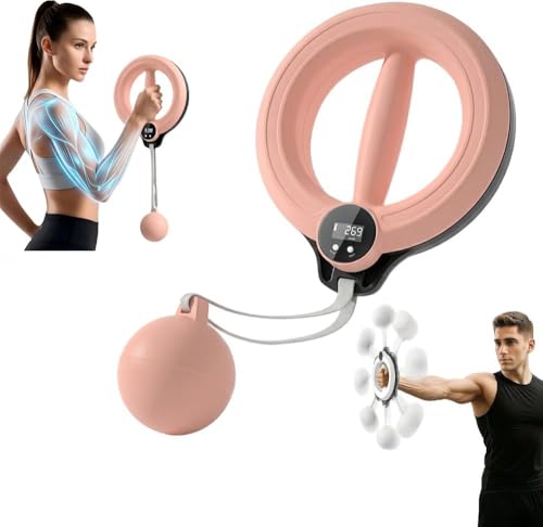 2026 New Infinity Hoop 2.0 for Arms and Shoulder Exercise Equipment Smart Flabby Arm Exerciser with Digital Tracker 360 Hand Crank Forearm Workout for Home Workout Gym (Pink)
