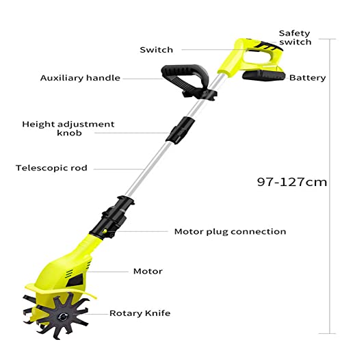 Motoculteur électrique sans fil 20V avec batterie 4000 mAh et chargeur pour jardin - 7