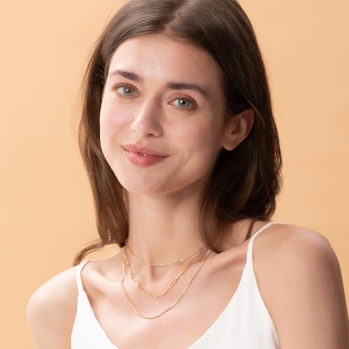 THEEVE Layered Necklaces for women | 14K Gold & Silver Plated Dainty Necklace for Women with Bracelet | Small Love Waterproof Chain Necklaces for Women3