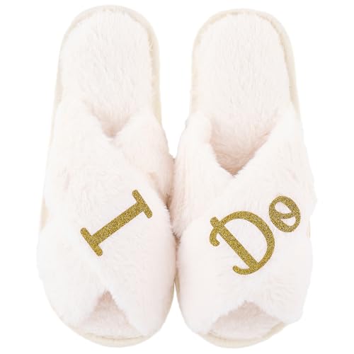 Custom Bride Slippers Wedding Day Comfort for Bridal Party & I Do Moments! Pure White Luxury Gift