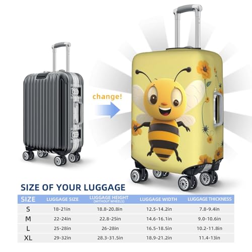 Travel Luggage Cover Happy bee Suitcase Protector Elastic Washable Stretch Suitcase Protector Anti-Scratch Travel Suitcase Cover Fit 18-32 Inch Luggage2