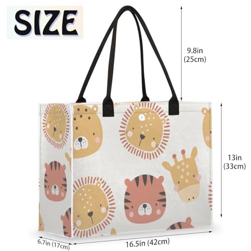 Cute Lion Tiger Tote Bag for Women Large Beach Bag Reusable Tote Bags for Work Travel Beach Shopping2