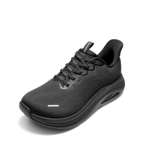 ALLSWIFIT Men's Slip On Wide Toe Box Walking Shoes Hands-Free Barefoot Cushion Running Tennis Arch Support Gym Workout Athletic Fashion Sneakers StediCloud,Size 11,All Black,SARS26002M