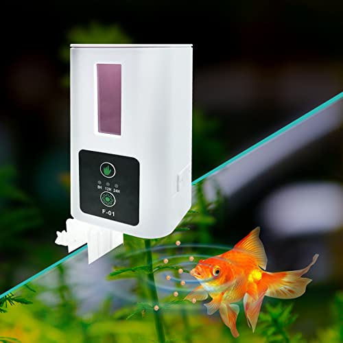 400ML Automatic Fish Feeder 8/12/24H Vacation Fish Feeder for Aquarium Fish Tank Moisture-Proof Every Day Smart Timer Fish Feeder Food Dispenser (Only Fit 1-3mm Fish Food)