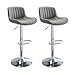Zouron Tabourets de Bar Lot de 2, Chaise Haute en Similicuir avec Repose-Pieds Chromés, Tabouret Bar Hauteur Réglable et Pivotant 360°pour Bistrot Comptoir, Gris