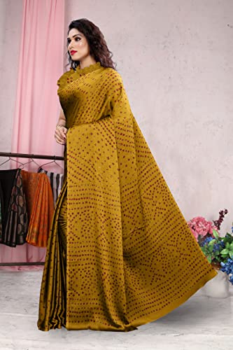 Image of MIRCHI FASHION Saree for Woman Chiffon Georgette Solid with Contrast Border | Lightweight Daily Wear Women's Sari and Printed Blouse Piece