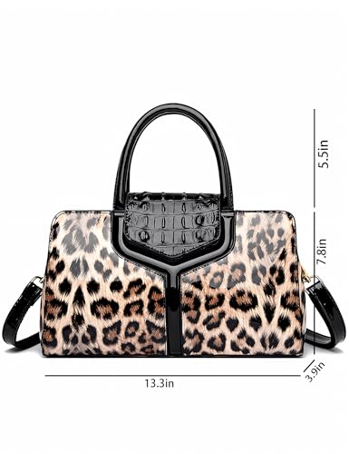 Leopard Print and Croc Handbags for Women Designer Cheetah Animal Pattern Tote Shoulder Bag4