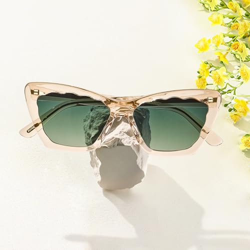 AVAWAY Polarized Sunglasses for Women Cat Eye UV Protection, Clear Trendy Square Acetate Sun Shades Ladies Sunnies3