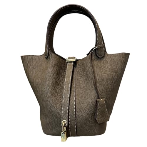 Women's Genuine Leather Bucket Bag, Adjustable Shoulder Crossbody Purse, Soft Small Handbag for Work Travel Gif