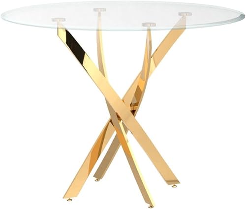 Miniatura 5 de Mesa de comedor redonda de 36 pulgadas para 4, mesas de cocina y comedor de cristal, moderna mesa de comedor circular con mesa de vidrio templado de